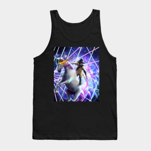 Cat Riding Unicorn, Rave Trippy Laser Lasers, Funny Tank Top